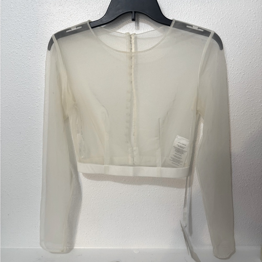 long-sleeve tulle wedding dress topper